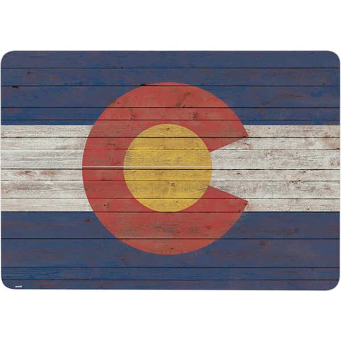 Colorado Flag Dark Wood Surface Laptop Studio Skin